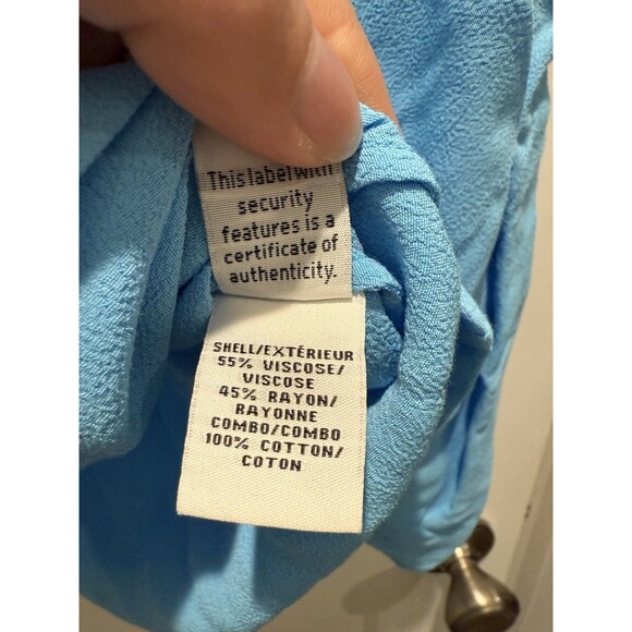 Diane Von Furstenberg Blouse Womens Size 6 Aqua Blue Puff Sleeve Box C - Picture 3 of 4